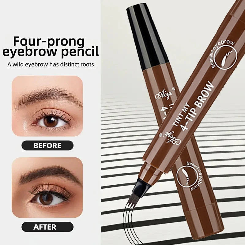 Korean four-fork eyebrow pencil, four-end, natural lasting, easy to color, waterproof dirty, friendly to novice eyebrow pencil