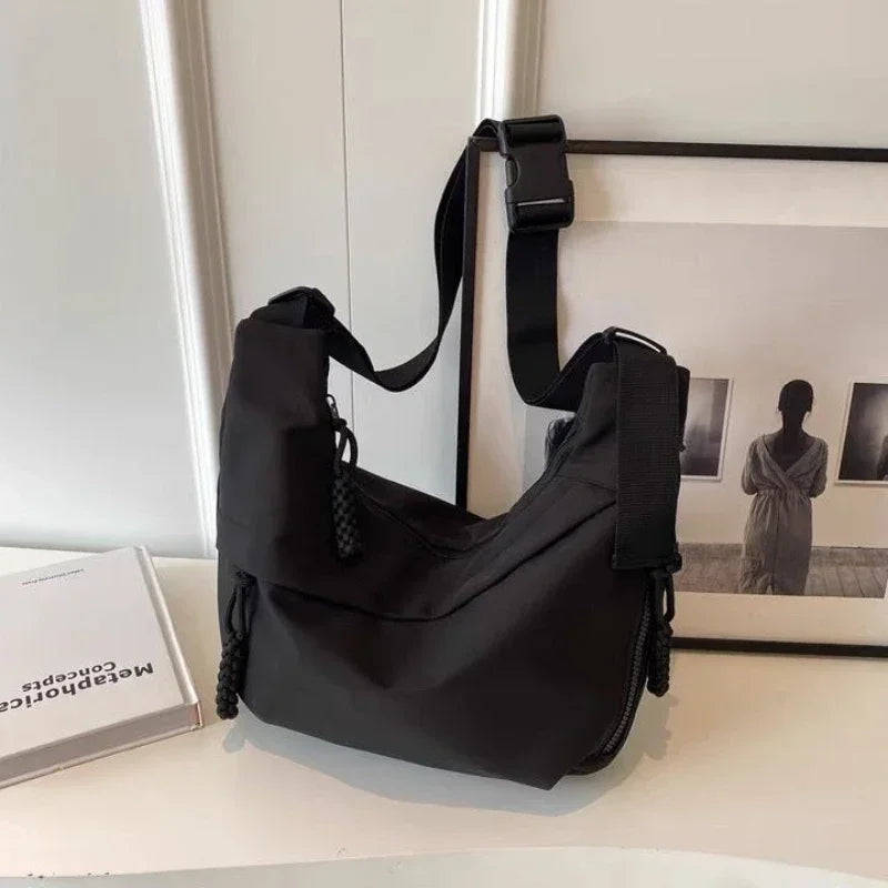 Nylon Hobo Bag Crossbody Bag Solid Color Casual Zipper Women's Bag 2024 New Fashionable Large-Capacity Solid Color Shoulder Tote
