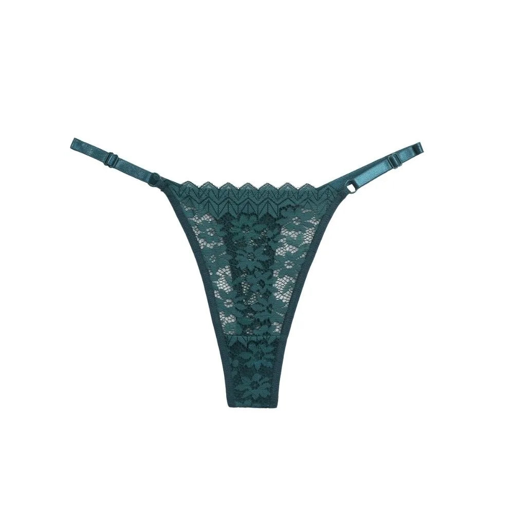 Lace Flower Low-Waist Thong – Adjustable Belt
