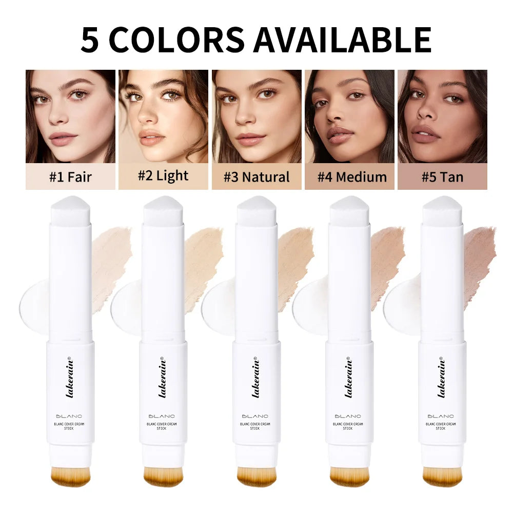 Color Changing Foundation Stick Korean Cover Cream Stick High Coverage Waterproof Dual-Ended with Brush  Base Makeup