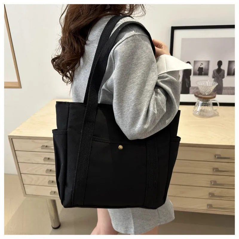 Homefish Capacity Canvas Tote Bags for Work Commuting Carrying Bag College Style Student Outfit Book Shoulder Bag Shopping Bag