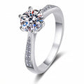 Moissanite Engagement Ring – 18K White Gold Plated Sterling Silver