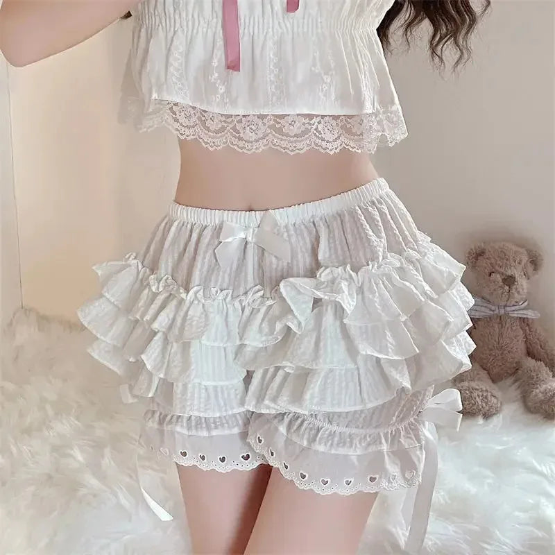 Pleated Bow-Knot Safety Shorts – Vintage Style