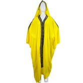 Moroccan Hooded Abaya featuring a stylish design with wide batwing sleeves and a flowing maxi silhouette.