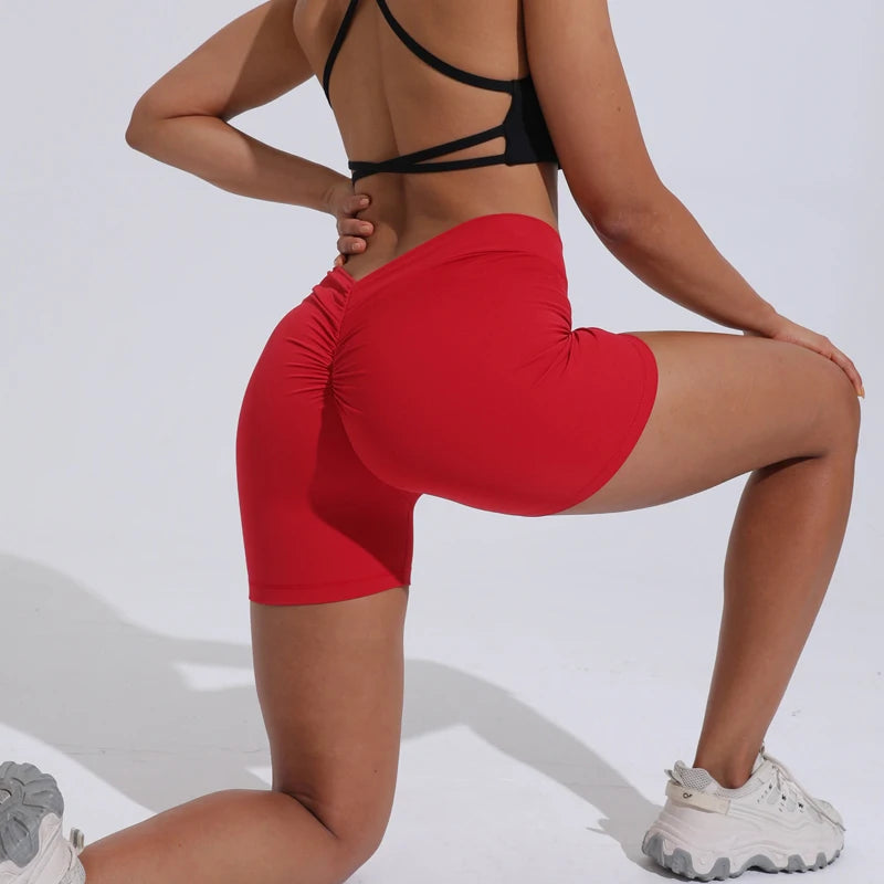 DIAS FIT JOY V-Back Shorts High Waisted Hip Lifting Yoga Shorts Women's Nylon Tight Fitting Shorts Training Sports Fitness Pants