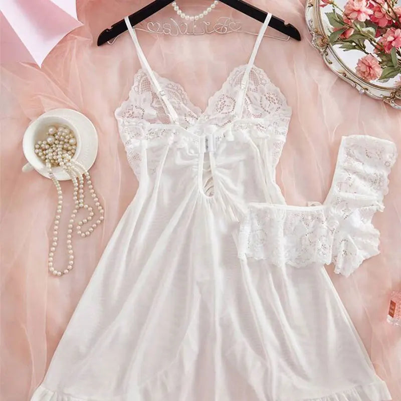 Pink Halter Nightdress & Panty Sleepwear Set