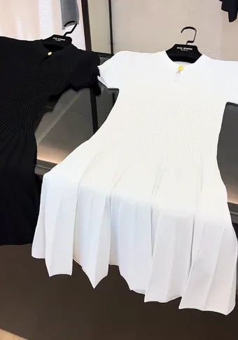 Cinched-Waist Knitted Mini Dress