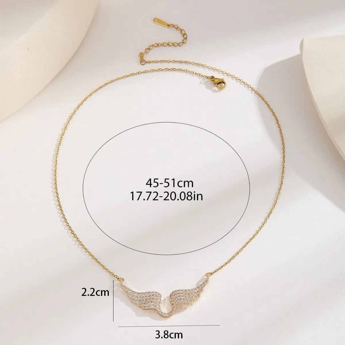 1PC Angel Wing Necklace For Women Gold Color Angle's Wings Fashion Cubic Zirconia Necklace Titanium Steel Clavicle Chain