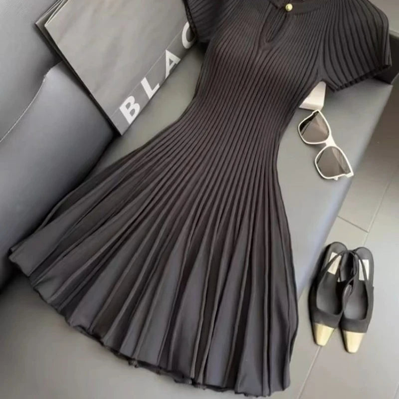 Cinched-Waist Knitted Mini Dress
