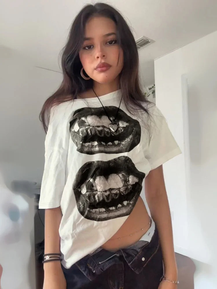 Mouth Print T Shirt digital print