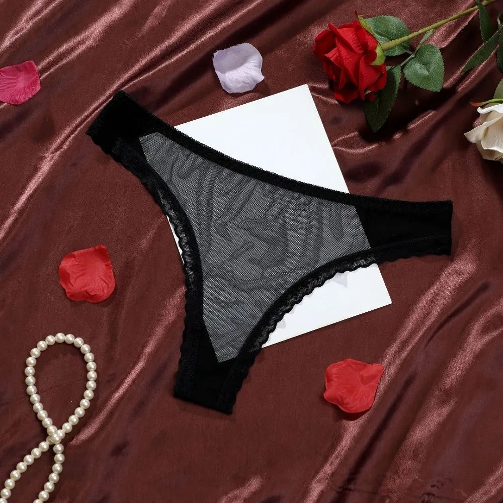 Breathable Mesh Lace Thong – Seamless Low-Waist
