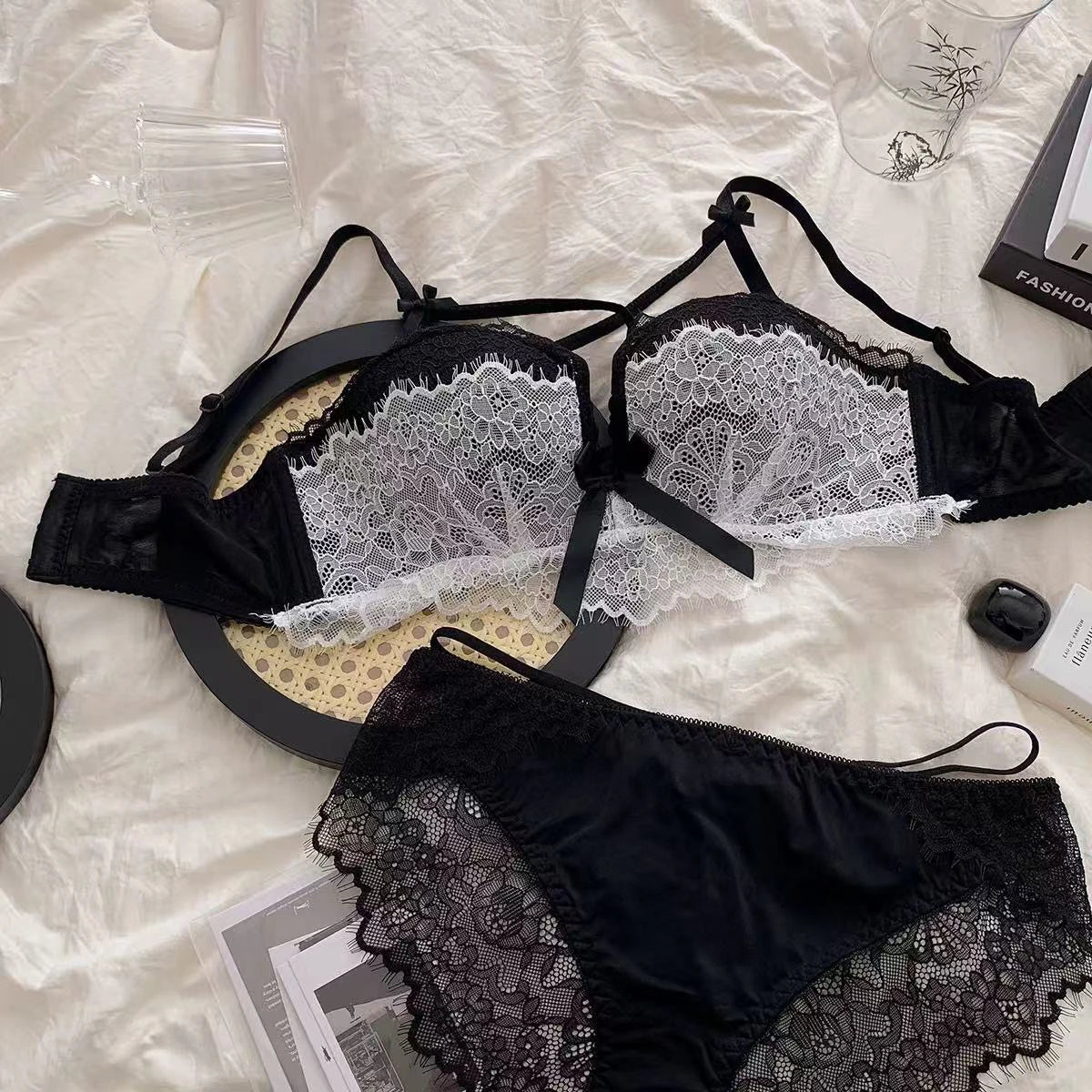 Lace Cut-Out Bralette Set – Padded Two-Piece