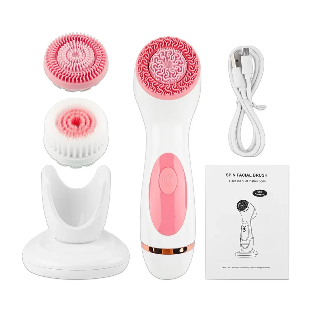 3-in-1 Ultrasonic Facial Cleansing Brush