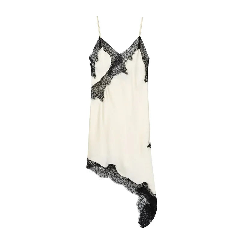 Satin Lace Backless Slip Dress