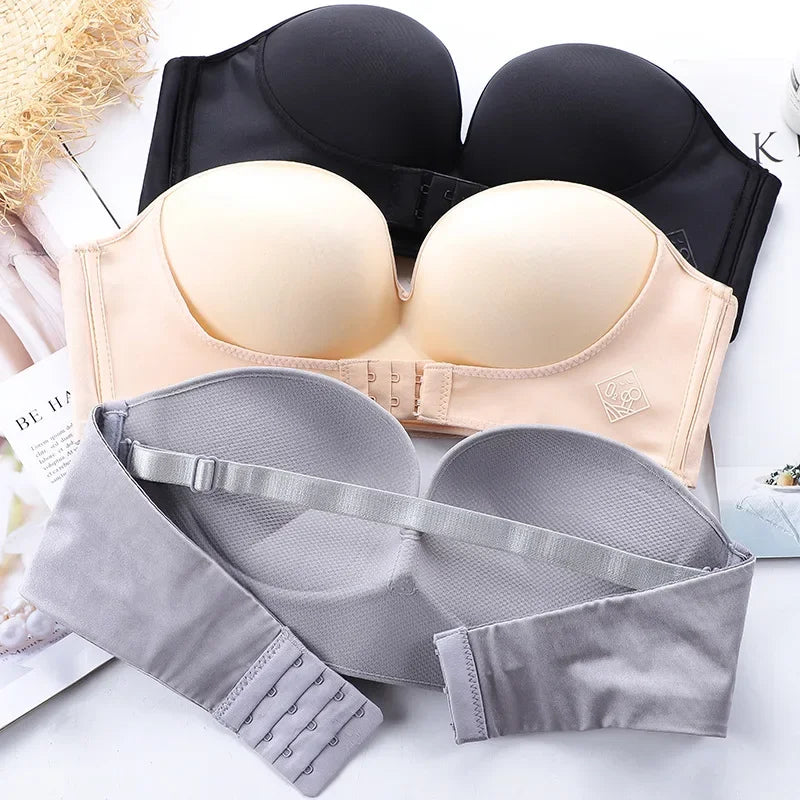 Invisible Strapless Push-Up Bra – Front Buckle