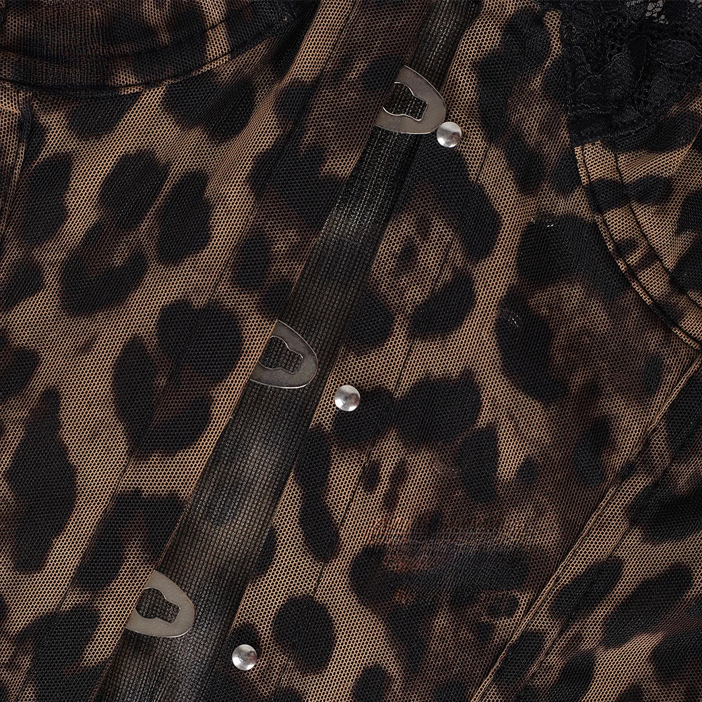 Leopard Print Mesh Corset – Slimming Bustier