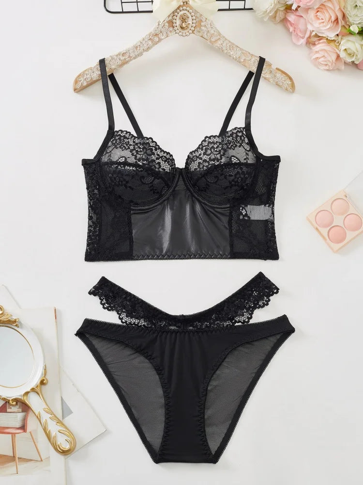 French Lace Bra & Panty Set – Breathable Mesh