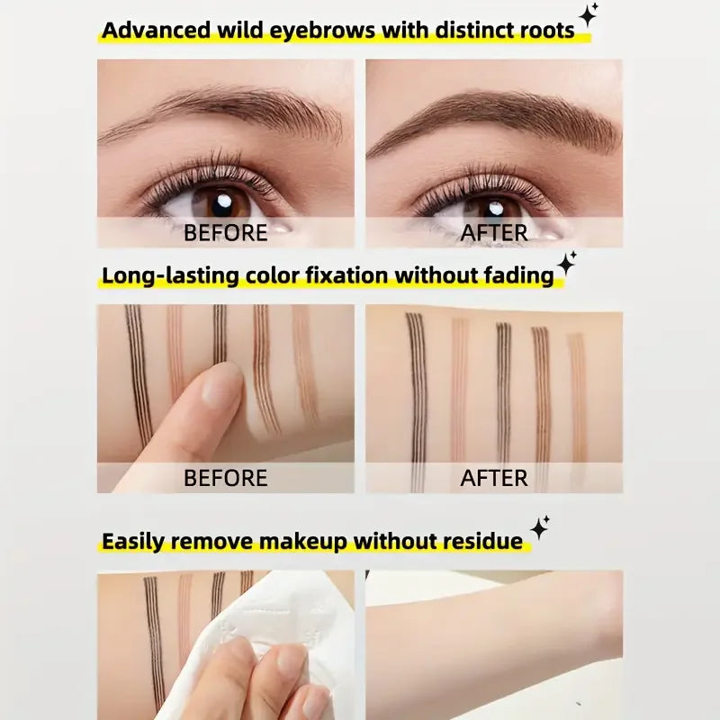 Korean four-fork eyebrow pencil, four-end, natural lasting, easy to color, waterproof dirty, friendly to novice eyebrow pencil