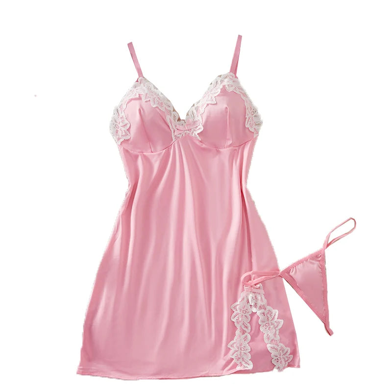 New Women's Short Split Skirt Sleep Dress Underwear Set Home Underwear Clothing