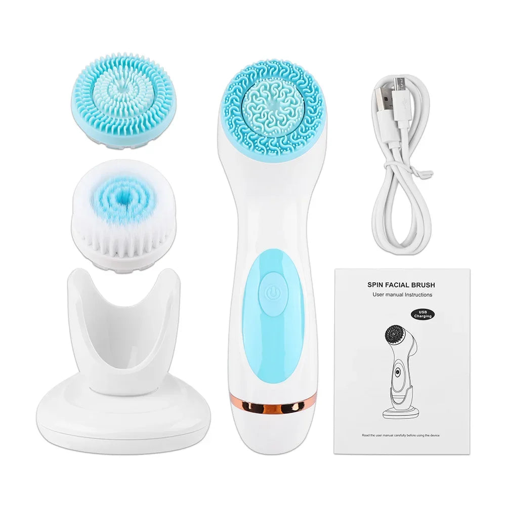 3-in-1 Ultrasonic Facial Cleansing Brush