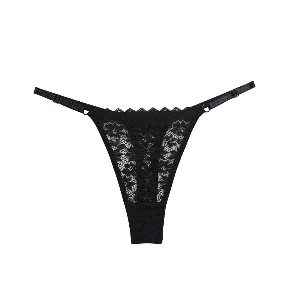 Lace Flower Low-Waist Thong – Adjustable Belt
