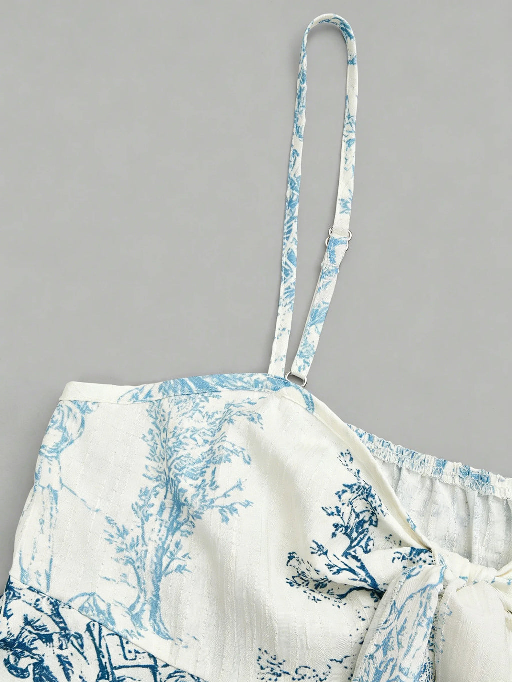Women's Elegant Cami Top, Striped Printed Fabric, Bow Neck & Front Tie Waist, Slim Sleeveless Camisole. Versatile for Spring & S