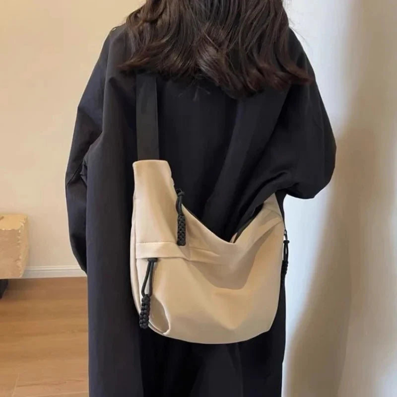 Nylon Hobo Bag Crossbody Bag Solid Color Casual Zipper Women's Bag 2024 New Fashionable Large-Capacity Solid Color Shoulder Tote