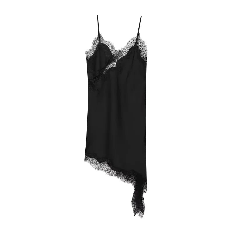 Satin Lace Backless Slip Dress