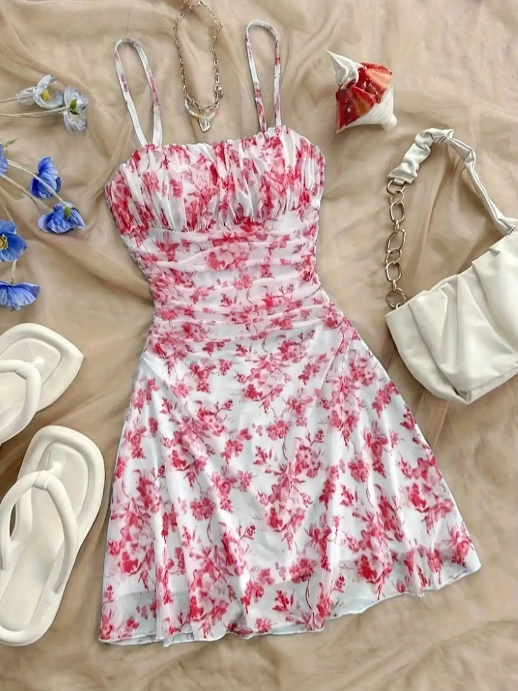 2026 Women's Summer Dress Youth New Flower Printed Hanging Neck Dress Fashionable and Elegant Four Seasons Children's Dress