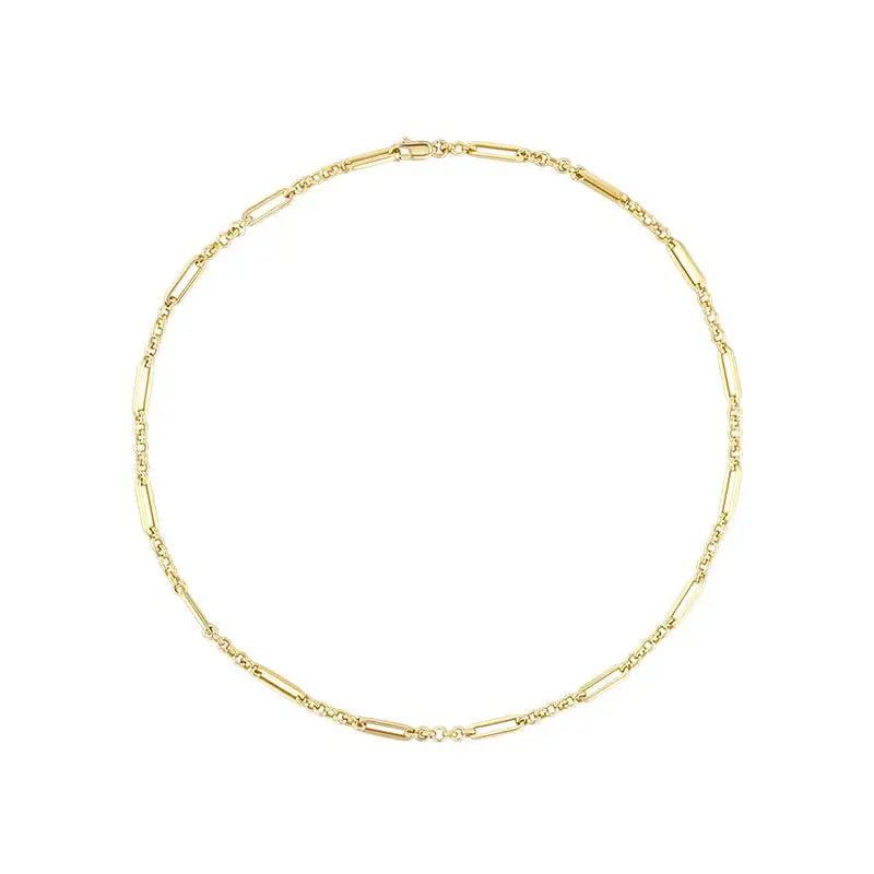Women's Geometric White Zircon Pendant Bead Chain Necklace Gold Color Plated Stainless Steel Simple Daily Jewelry Gift