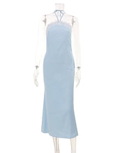 Blue Lace Midi Dress lace detailing