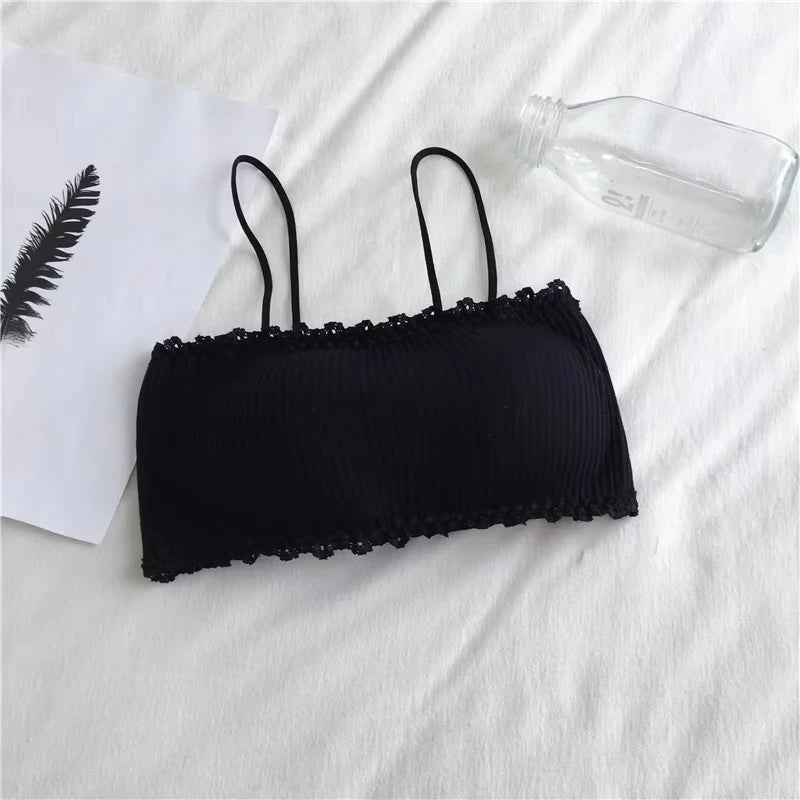Seamless Tube-Top Bra – Lace Trim Tank Style