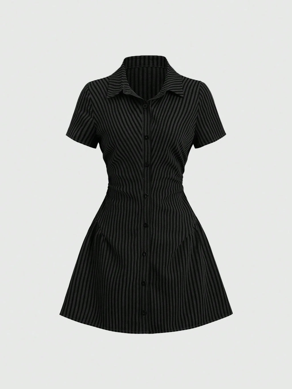 V-Neck Bubble Sleeve Pleated A-Line Mini Dress