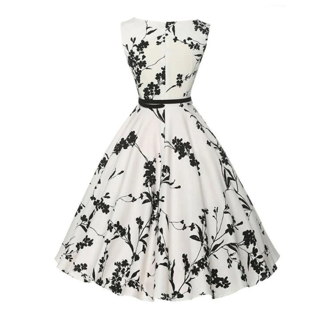 Summer Vestidos Dress Clothing Floral Robe Retro Swing Casual Vintage Rockabilly Dresses