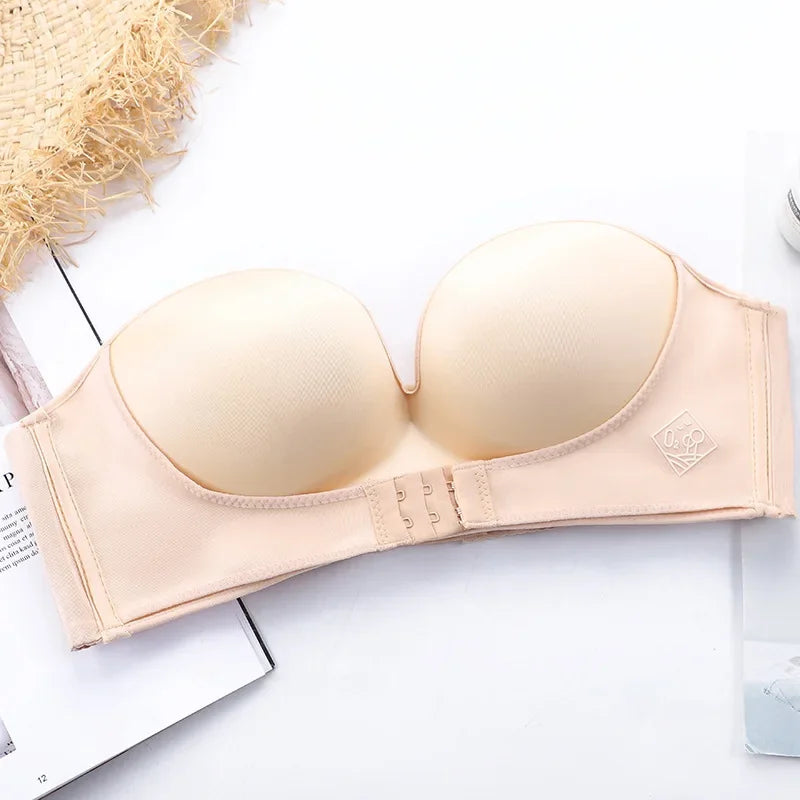 Invisible Strapless Push-Up Bra – Front Buckle