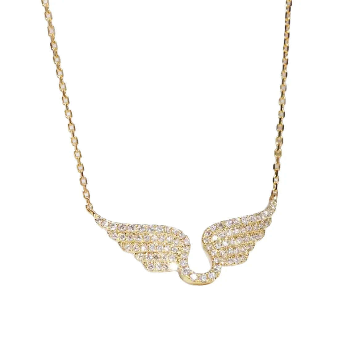 1PC Angel Wing Necklace For Women Gold Color Angle's Wings Fashion Cubic Zirconia Necklace Titanium Steel Clavicle Chain