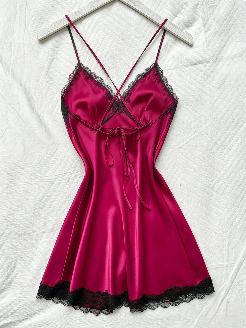 Satin Lace Halter Nightdress – Breathable Loungewear