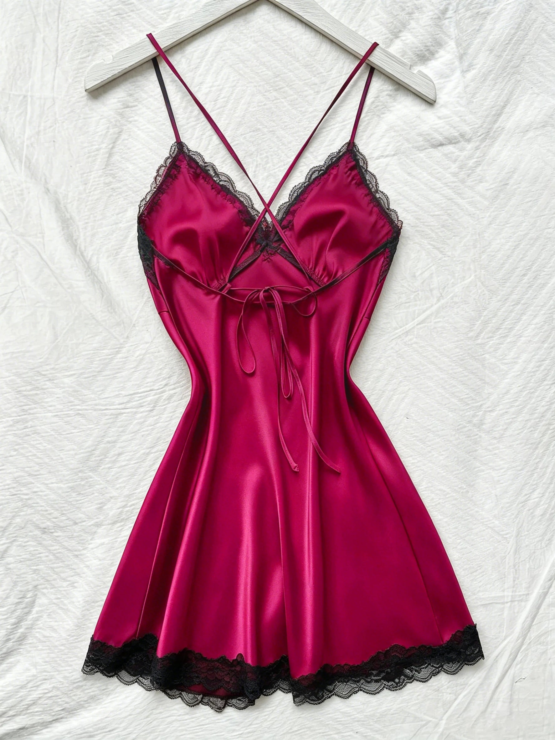 Satin Lace Halter Nightdress – Breathable Loungewear
