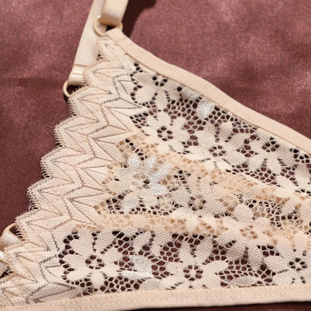 Lace Flower Low-Waist Thong – Adjustable Belt