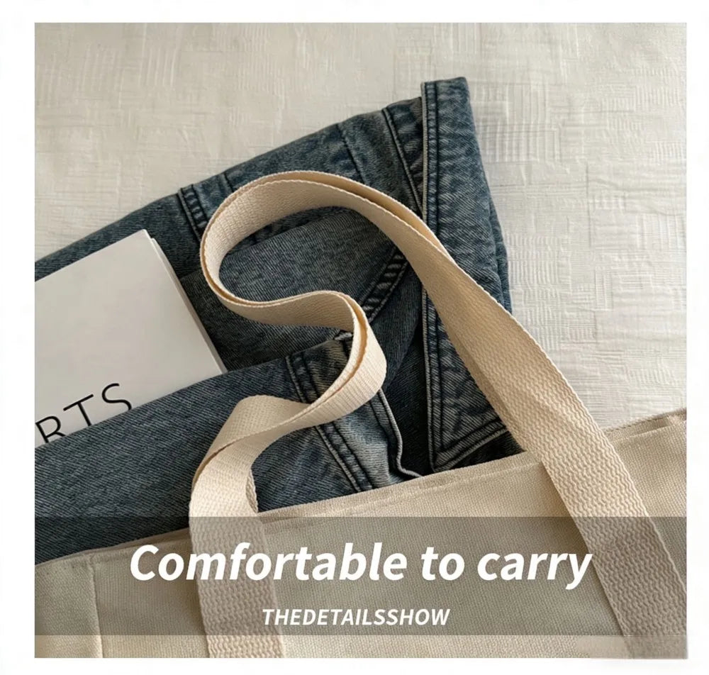 Homefish Capacity Canvas Tote Bags for Work Commuting Carrying Bag College Style Student Outfit Book Shoulder Bag Shopping Bag