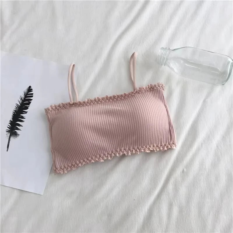 Seamless Tube-Top Bra – Lace Trim Tank Style