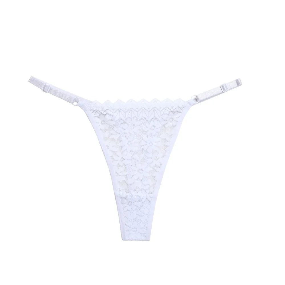 Lace Flower Low-Waist Thong – Adjustable Belt