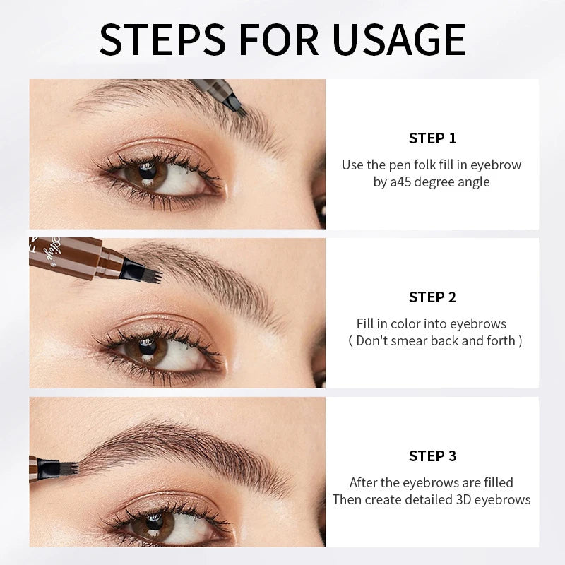 Korean four-fork eyebrow pencil, four-end, natural lasting, easy to color, waterproof dirty, friendly to novice eyebrow pencil