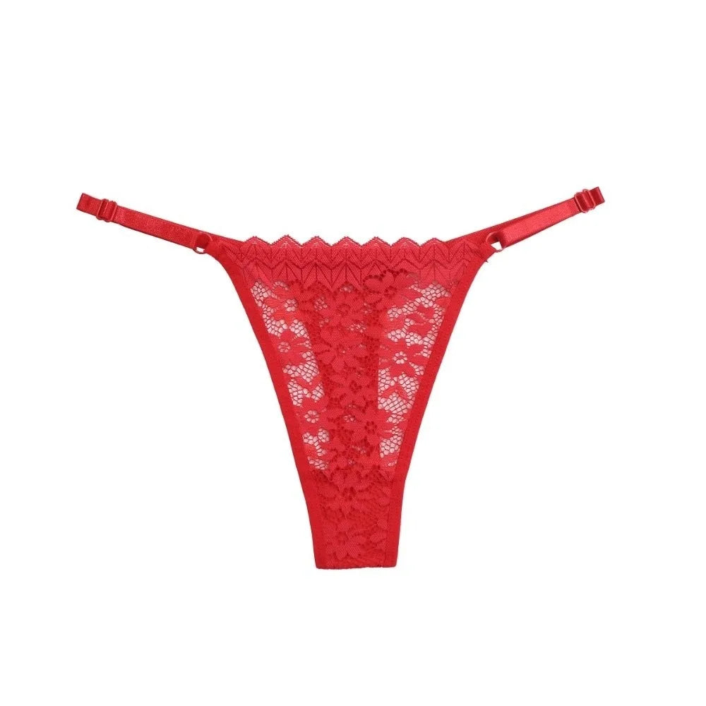 Lace Flower Low-Waist Thong – Adjustable Belt
