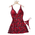 Women's Lace Suspender Sleeping Dress Underwear Nightdress Set