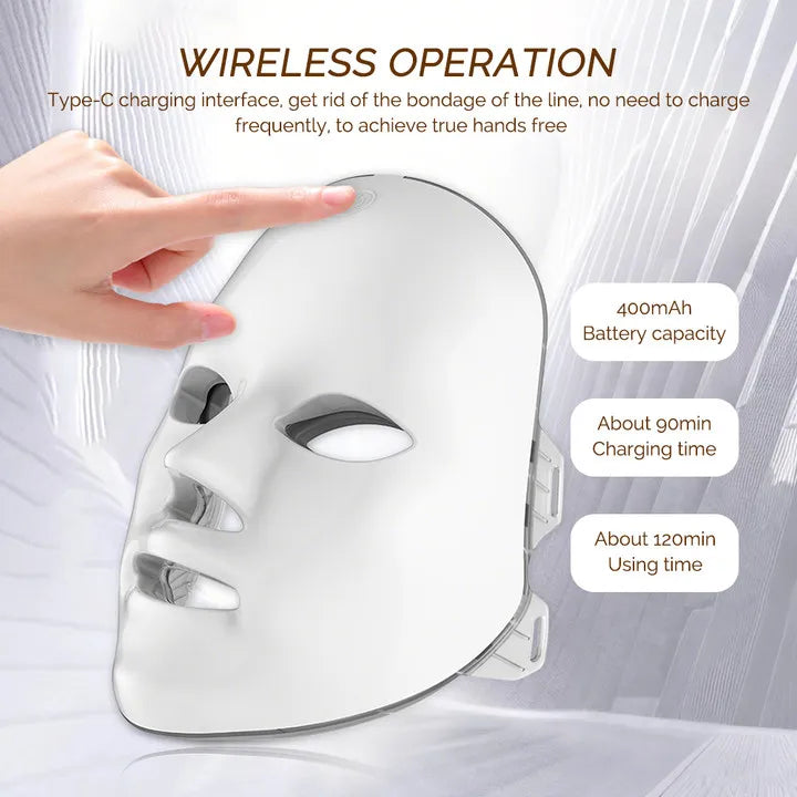 7-Color LED Photon Facial Mask – Rechargeable Skin Rejuvenation