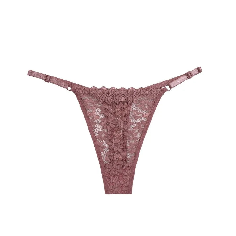 Lace Flower Low-Waist Thong – Adjustable Belt