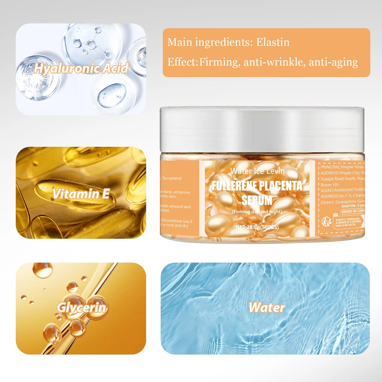 50-Piece Collagen Face Care Capsules – Hyaluronic Acid Essence