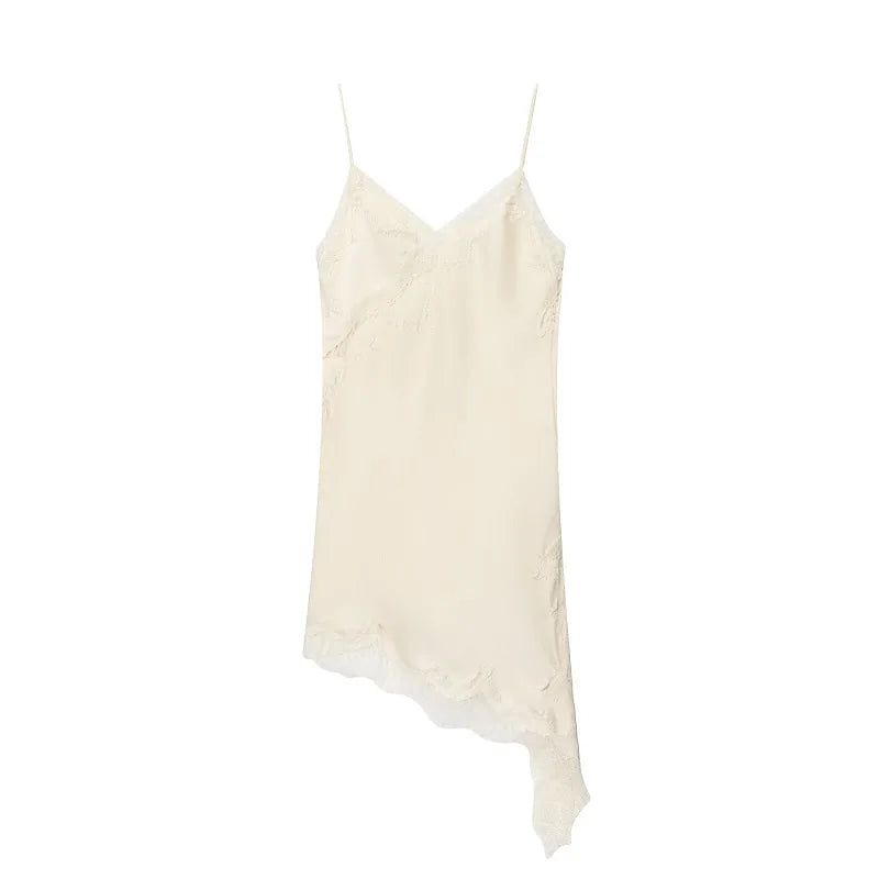 Satin Lace Backless Slip Dress