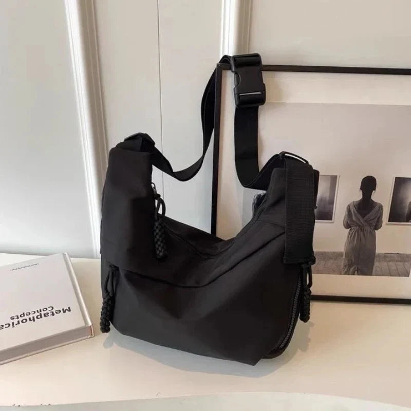 Nylon Hobo Bag Crossbody Bag Solid Color Casual Zipper Women's Bag 2024 New Fashionable Large-Capacity Solid Color Shoulder Tote